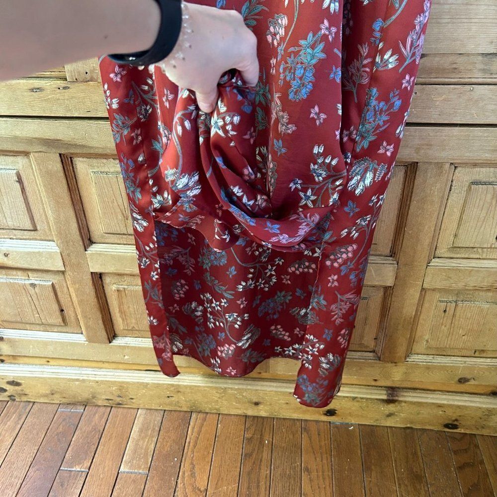 Forever 21 Contemporary Womens Large Brown Rust Red Satin Floral Dress Tank - Picture 10 of 10